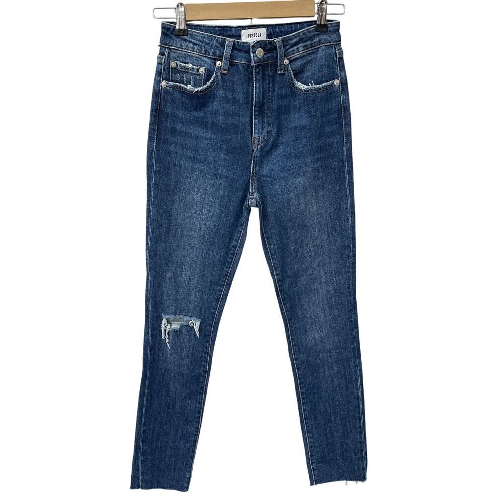 Pistola Womens Distressed High-Waisted Skinny Jeans Medium Wash‎ Distressed 25